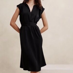 Banana Republic silky crepe black mini dress